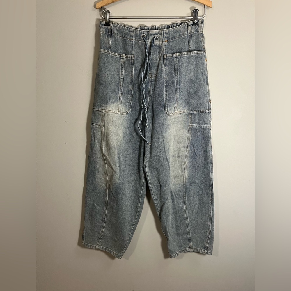 So Me tie waist wide leg jeans size small
